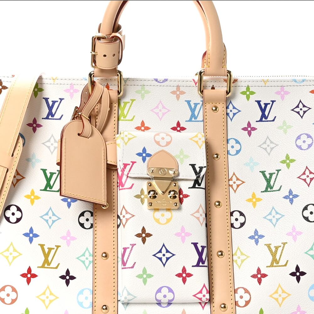 Louis Vuitton Multicolor Keepall Murakami LV X TM Monogram Bandouliere 45 White - Picture 8 of 11